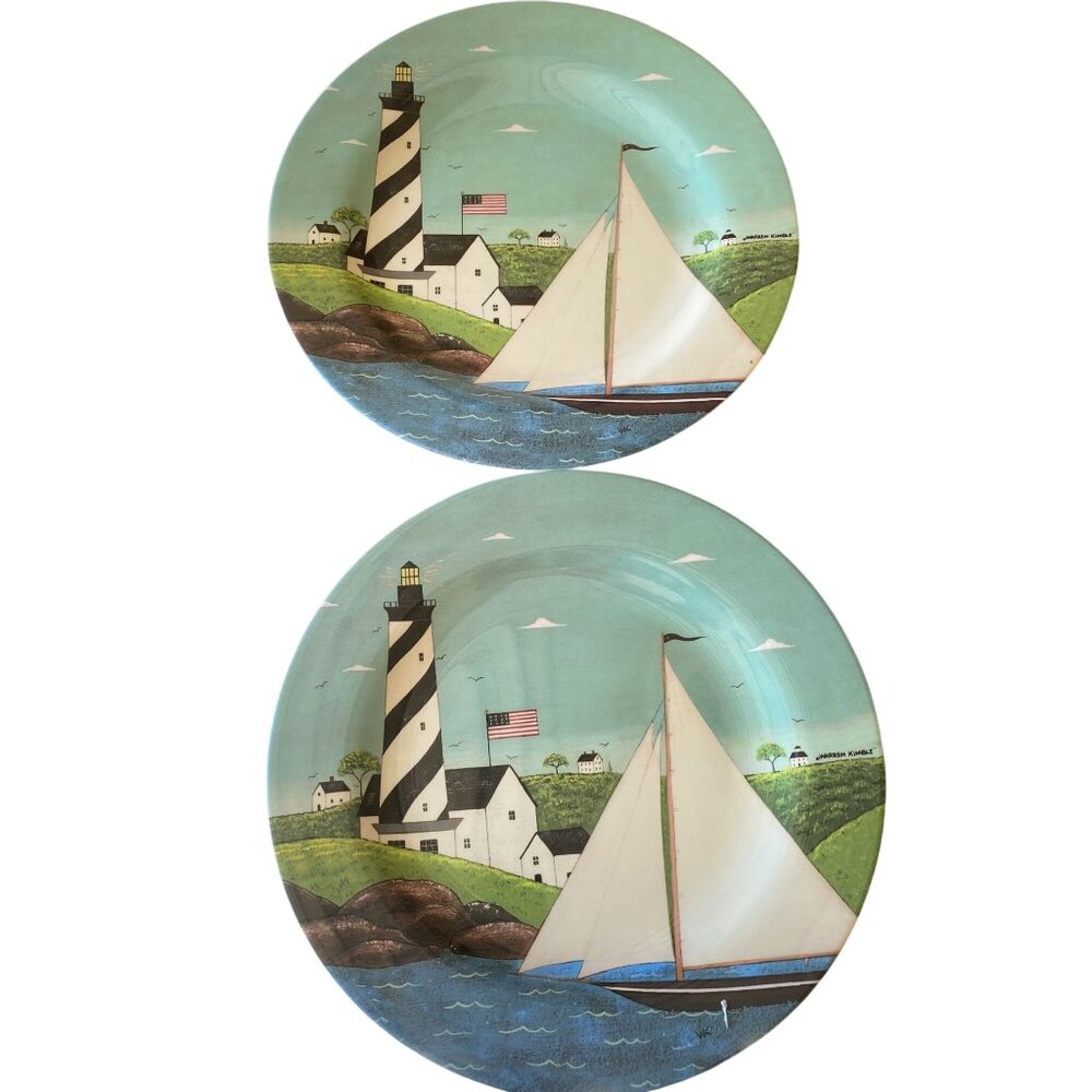 Sakura Warren Kimball Coastal Breeze round serving tray lot of 2 melamine beach